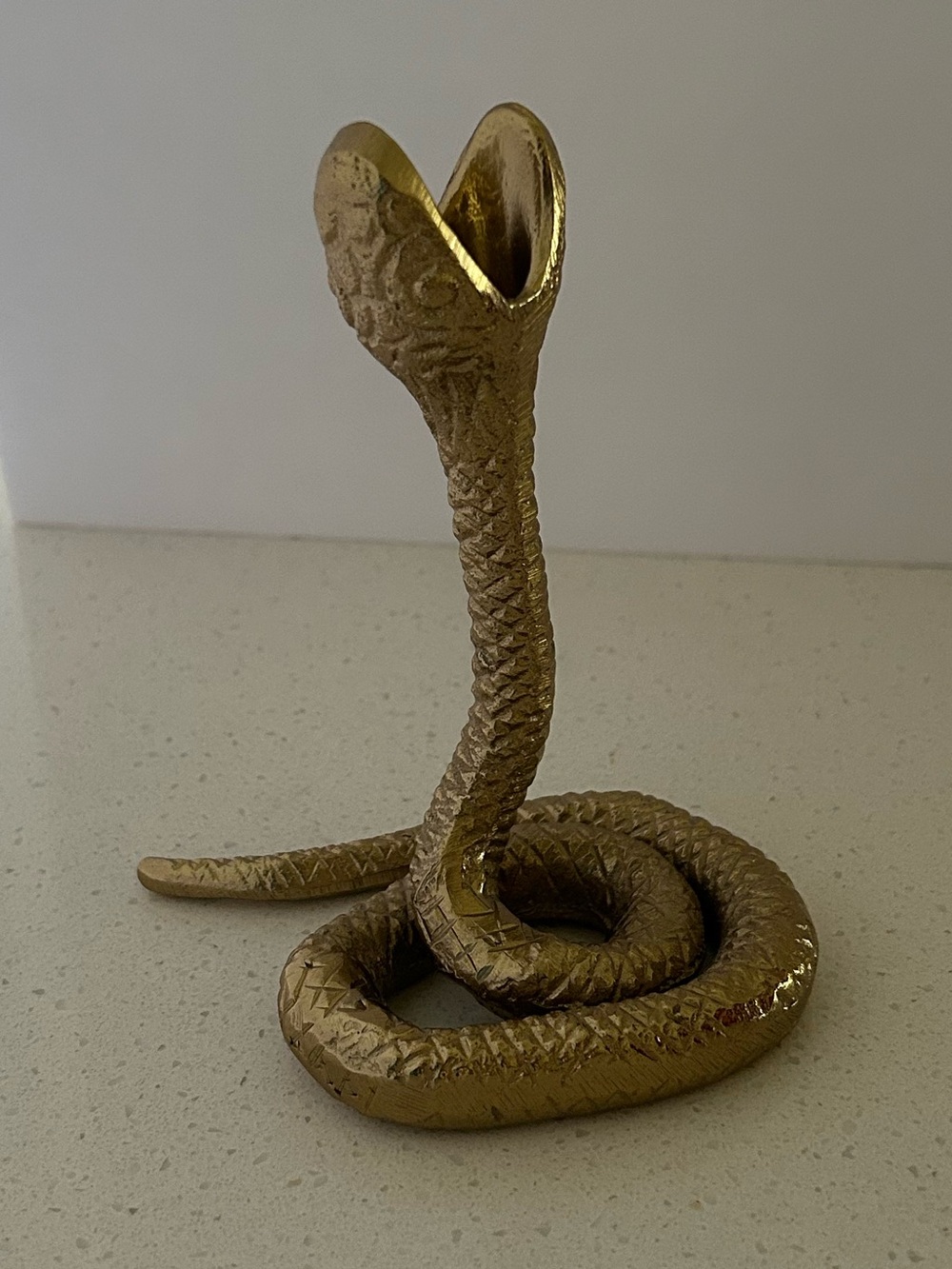Gold Snake Reptile Candle Holder Decor Figurine - Decorative Snake Accent 6 inch